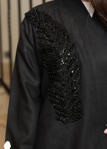  Embroidered Linen Abaya