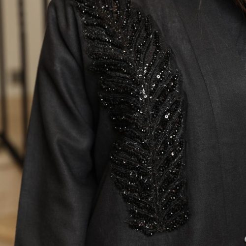  Embroidered Linen Abaya