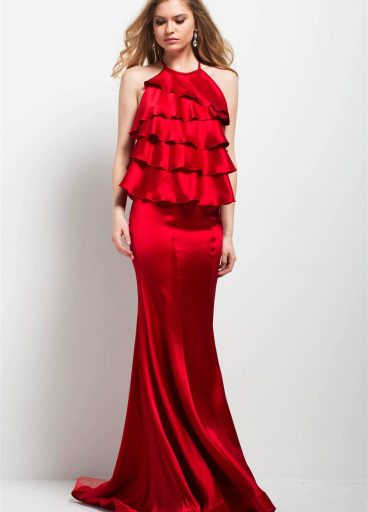 Jovani ruffled halter sheath dress Jovani ruffled halter sheath dress