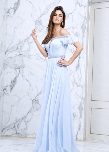 TARIK EDIZ - Embellished off-the-shoulder neck dress