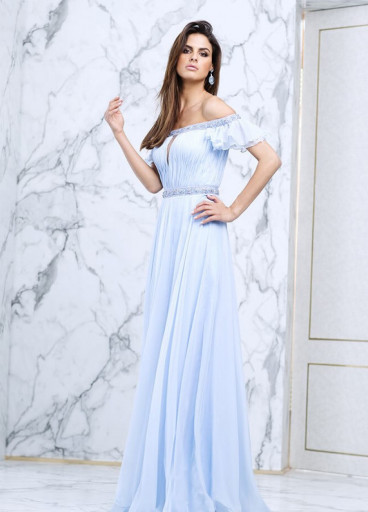 TARIK EDIZ - Embellished off-the-shoulder neck dress 