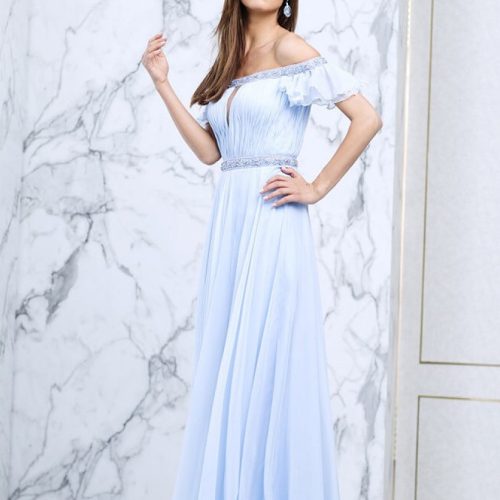 TARIK EDIZ - Embellished off-the-shoulder neck dress