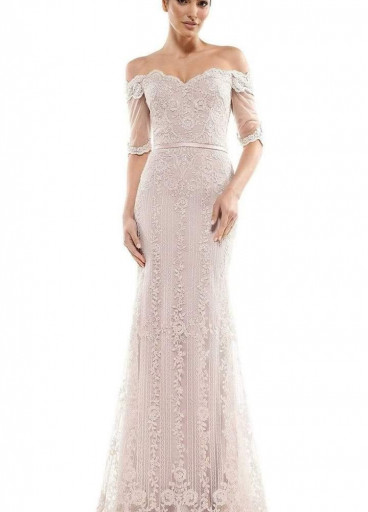 Marsoni - Embroidered off-shoulder trumpet dress