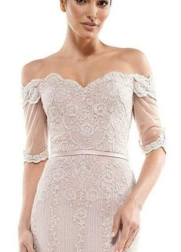 Marsoni - Embroidered off-shoulder trumpet dress Marsoni - Embroidered off-shoulder trumpet dress