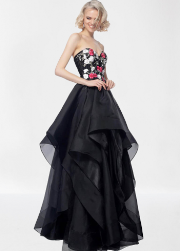 Jovani strapless ruffled skirt A-line dress