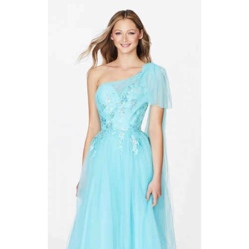 Angle And Alison Floral Embroidery Tulle Gown