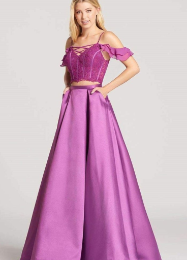 Sleeveless corset-style formal with lace-up detail by Ellie Wilde Sleeveless corset-style formal with lace-up detail by Ellie Wilde