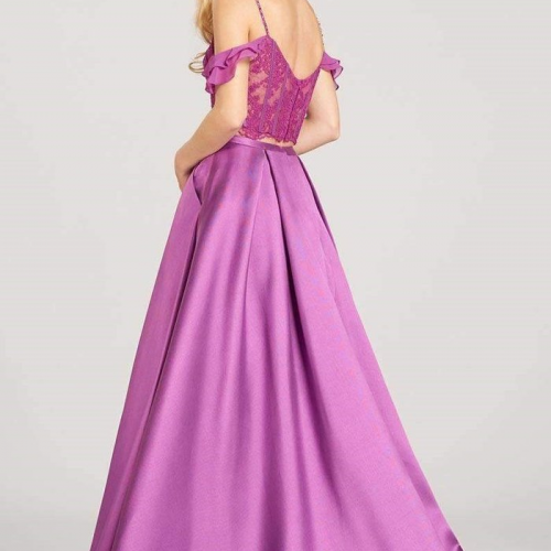 Sleeveless corset-style formal with lace-up detail by Ellie Wilde