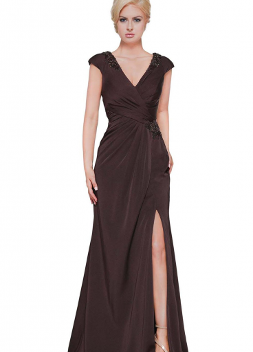 Ruched and Tonal Shimmer Evening Gown by Marsoni Make