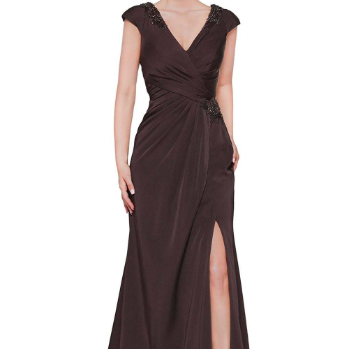 Ruched and Tonal Shimmer Evening Gown by Marsoni Make