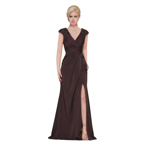 Ruched and Tonal Shimmer Evening Gown by Marsoni Make