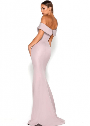 Fold-over off-the-shoulder formal with split by Portia and Scarlett