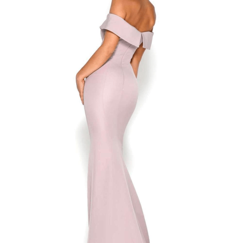 Fold-over off-the-shoulder formal with split by Portia and Scarlett Fold-over off-the-shoulder formal with split by Portia and Scarlett
