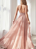 Cinderella Divine A-line pleated metallic gown with beaded bodice and open back Cinderella Divine A-line pleated metallic gown with beaded bodice and open back