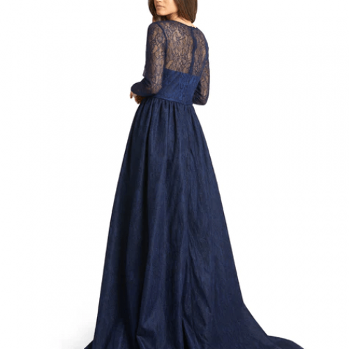 Mac Duggal long sleeve lace gown