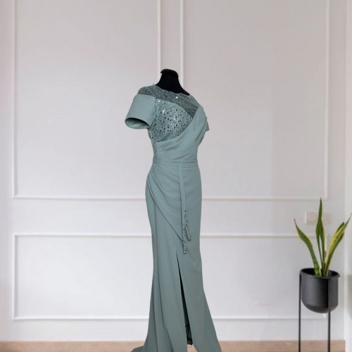  Tiffany Embellished Crepe Gown 