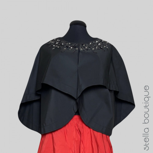 Drop Shoulder Balloon Collar Taffeta Jacket