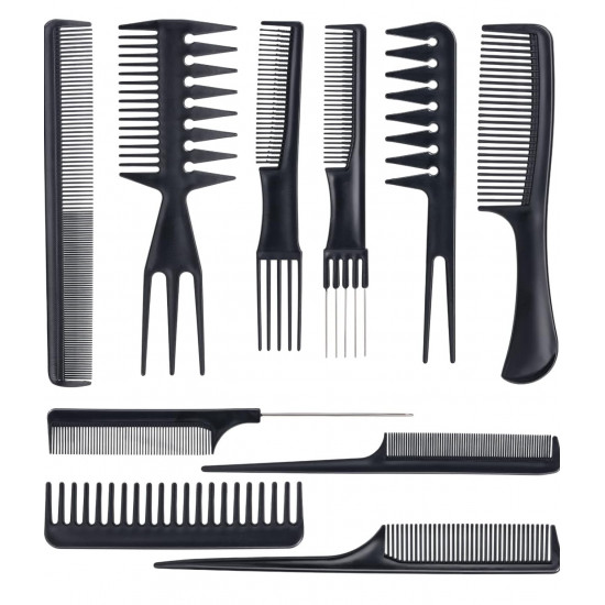 مجموعة امشاط تصفيف الشعر الاحترافية من 10 قطع ، مجموعة متنوعة رائعة لجميع انواع الشعر وتصفيفاته