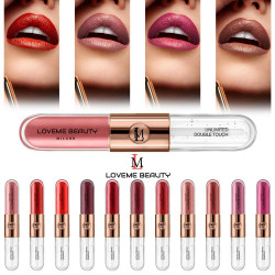 اثنى عشر لون أحمر شفاة دبل تاتش مع ملمع شفاة من لافمي بيوتي