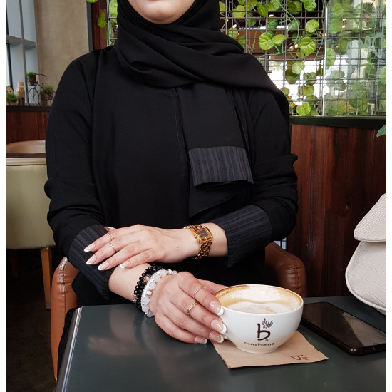 عباية 00239 يومية بخامة كريب ملكي سواد فاحم 