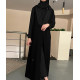 عباية 00466 رسمية ومناسبة للدوامات بخامة كريب سواد فاحم 