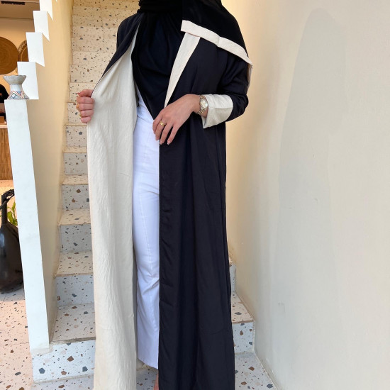 عباية 00471 دبل فيس أوف وايت مع الأسود 