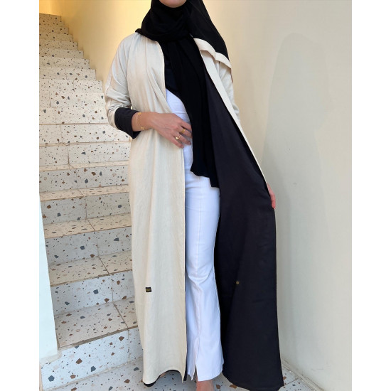 عباية 00471 دبل فيس أوف وايت مع الأسود 