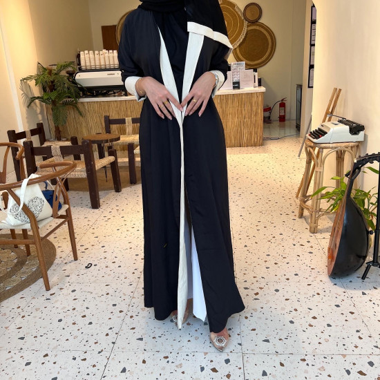 عباية 00471 دبل فيس أوف وايت مع الأسود 