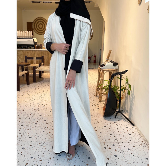 عباية 00471 دبل فيس أوف وايت مع الأسود 