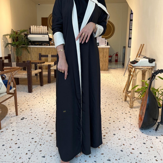 عباية 00471 دبل فيس أوف وايت مع الأسود 