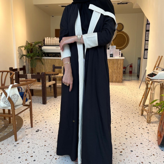 عباية 00471 دبل فيس أوف وايت مع الأسود 
