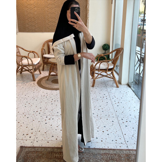 عباية 00471 دبل فيس أوف وايت مع الأسود 