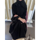 عباية  00477 سادة بقصة كلوش كريب ملكي سواد فاحم 