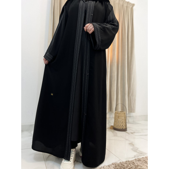 عباية  00509 أنيقة بكم واسع بقماش كريب ملكي 