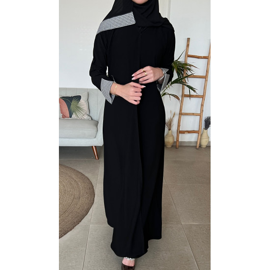 عباية  00531 عملية بكم مقلوب أسود وأبيض