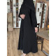 عباية  00541 كريب مقلم أسود وكم مطاط