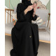 عباية  00571 كريب سواد فاحم بقصة نص كلوش 
