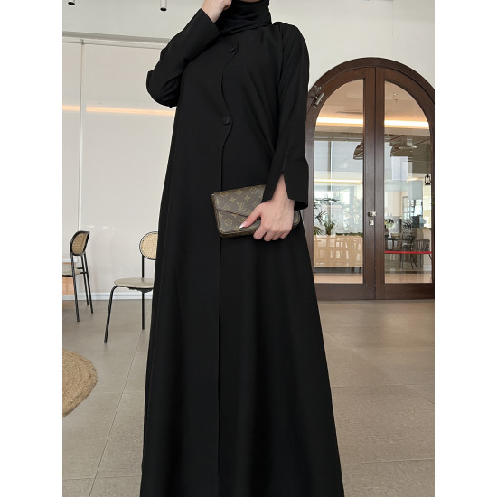 عباية  00613 يومية وعملية بخامة كريب أسود 