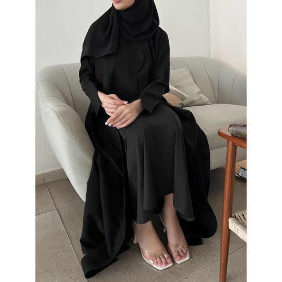 عباية  00613 يومية وعملية بخامة كريب أسود 