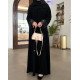 عباية  00620 أنيقة ورسمية بخامة كريب سواد فاحم