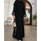 عباية  00620 أنيقة ورسمية بخامة كريب سواد فاحم