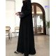 عباية  00620 أنيقة ورسمية بخامة كريب سواد فاحم
