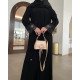 عباية  00620 أنيقة ورسمية بخامة كريب سواد فاحم