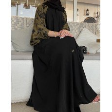 عباية  00595 صيفية ستايل كم واسع بقصة نص كلوش