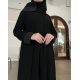 عباية  00613 عملية ورسمية بخامة كريب ملكي سواد فاحم