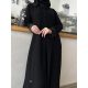 عباية  00613 عملية ورسمية بخامة كريب ملكي سواد فاحم