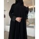 عباية  00613 عملية ورسمية بخامة كريب ملكي سواد فاحم