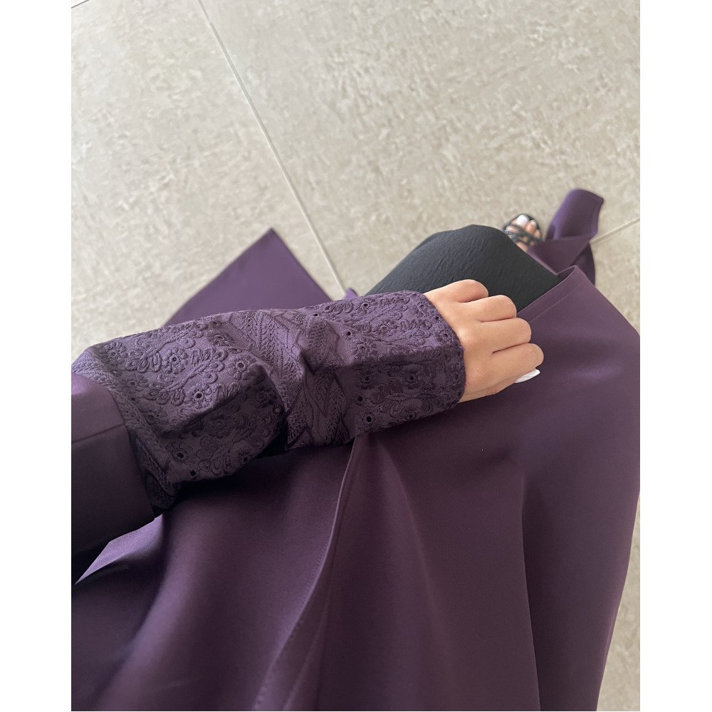 عباية  00618 أنيقة وعملية باللون الموف الغامق