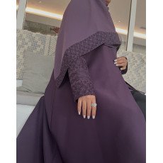 عباية  00618 أنيقة وعملية باللون الموف الغامق
