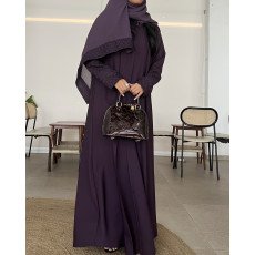 عباية  00618 أنيقة وعملية باللون الموف الغامق